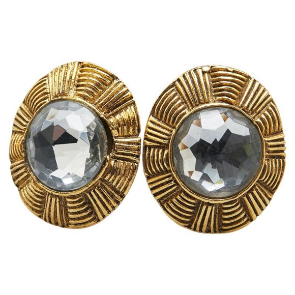 CHANEL Round Beaded Earrings, Gold Plated, Women's - Picture 1 of 5